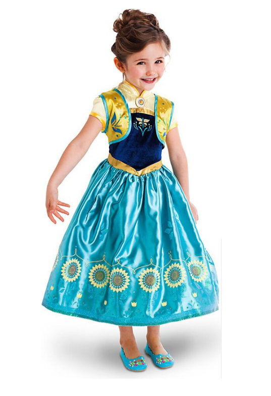 ANNA FROZEN COSTUME DRESS FOR GIRLS BLUE NET & SILK