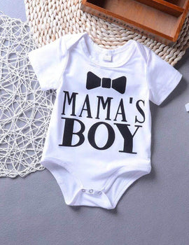 Newborn Infant Baby Boy Gentleman Mama's Boy Short Sleeve Bodysuit Romper