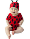 FOCUSNORM Newborn Infant Baby Girls Ladybug Romper Dress Sleeveless Bodysuit Jumpsuit with Hat