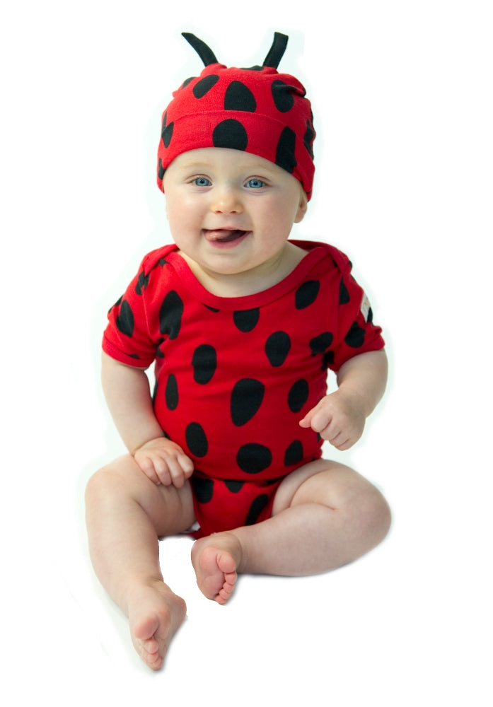 FOCUSNORM Newborn Infant Baby Girls Ladybug Romper Dress Sleeveless Bodysuit Jumpsuit with Hat