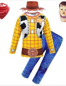 Boys Deluxe Cowboy Sheriff Woody Cartoon Movie Character Cosplay Halloween Party Fancy Costume